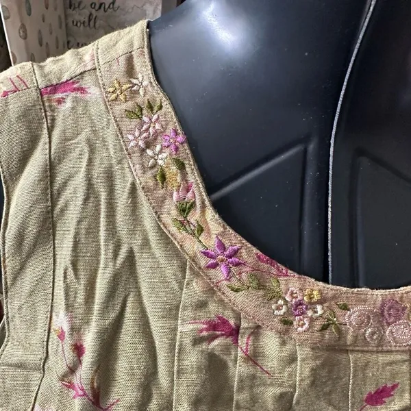 April Cornell vintage embroidered floral jumper dress - Image 3