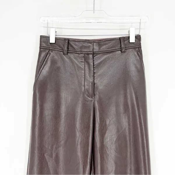 Aritzia‎ Babaton Command Faux Leather Trousers Women's 0 Brown Capsule Wardrobe - Image 5