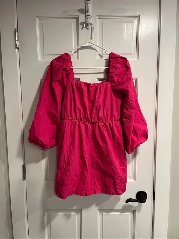 Mare mare x Anthropologie Hot Pink Puff Sleeve Romper Size XS - Image 2