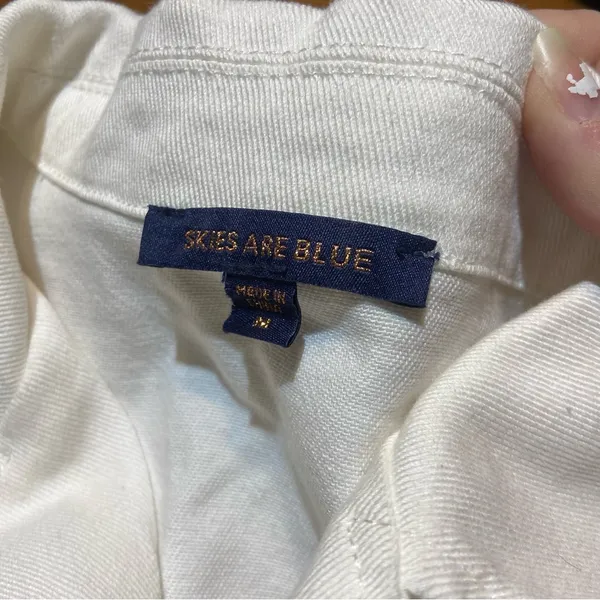 Skies Are Blue White Denim Romper Size Medium - Image 2