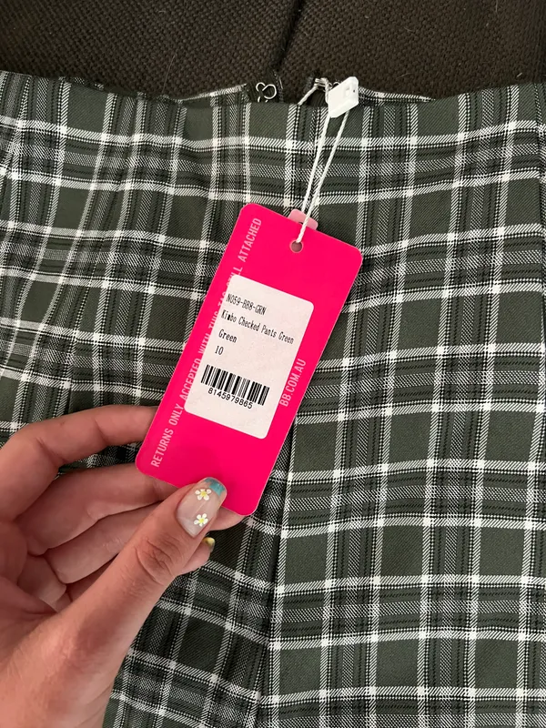Beginning Boutique Kimbo Checked Pants Green - Image 7