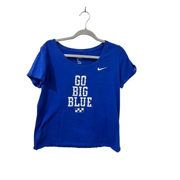 Nike Womens Blue Athletic Cut‎ Tee Go Big Blue UK Logo Large Cotton Blend - Image 2