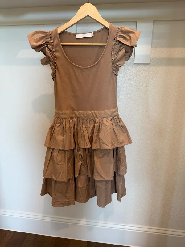 Rachel Parcell Brown Ribbed Ruffle Tiered Mini Dress - Image 2
