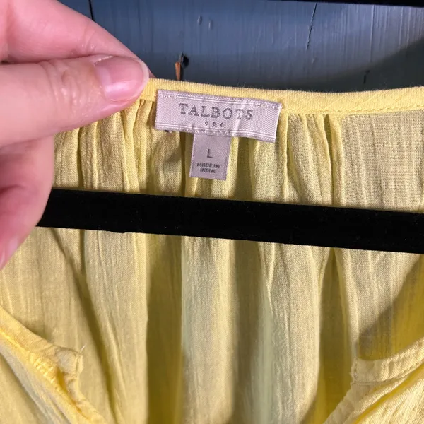 Talbots Light Yellow Women's Blouse - Pineapple Print | Size Large - Image 3