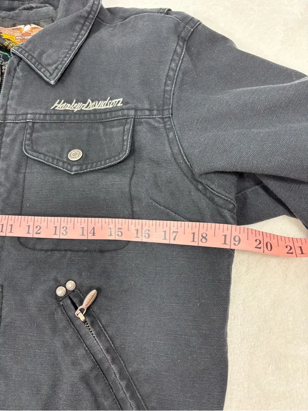 Harley-Davidson Black Women's Jean Jacket with Snap Pocket size S - Image 13