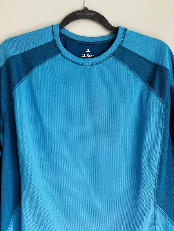 LL Bean Mid Weight Pullover Long Sleeve Crewneck Top XL Blue Base Layer - Image 6