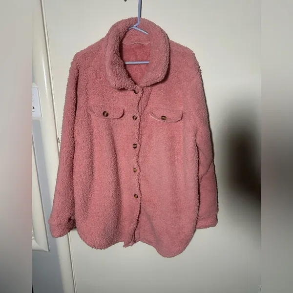 Cozy Pink Sherpa Jacket Size XXL - Image 3