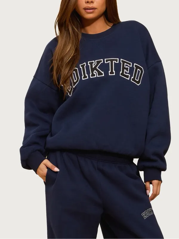 NWT Edikted Major Logo Embroidered Oversized Sweatshirt size small - Image 2