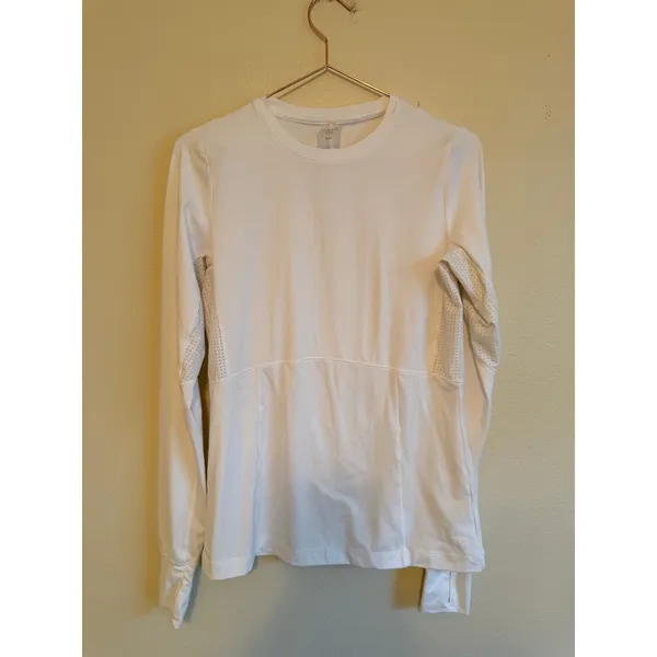 Calia Long Sleeve Top Women Medium White WAX13036 Activewear Thumbhole Mesh Trim - Image 4