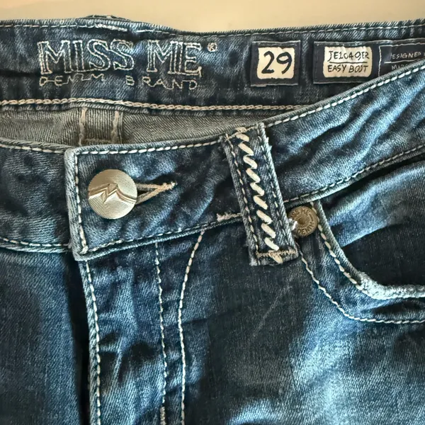 MISS ME Denim Easy Boot Thick Stitch Bling Studded Pockets Blue Jeans Size 29 - Image 9