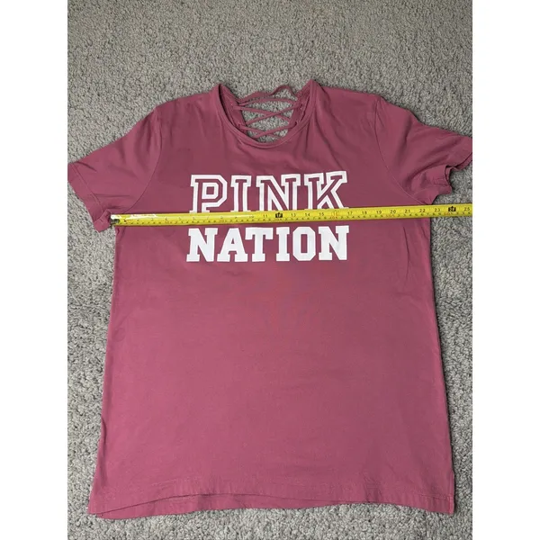 Victoria's Secret L PINK Nation Lace Up Short Sleeve T-Shirt Pink - Image 4
