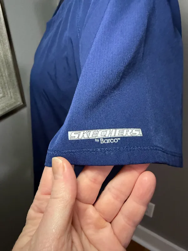 Skechers by Barco Breeze V-Neck Scrub Medical Dental Top Blue Medium. - Image 4