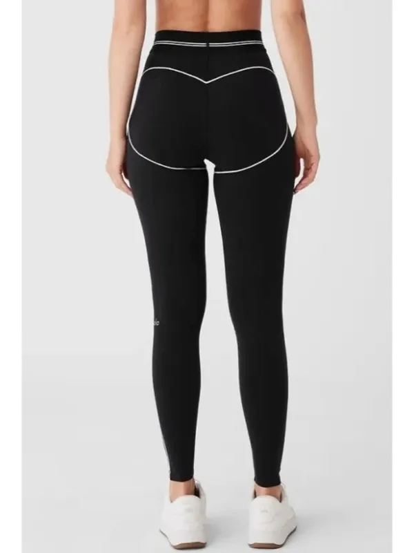 Alo Airbrush High-Waist Heart Throb Leggings Black White Hi-Rise Waisted Tights - Image 6