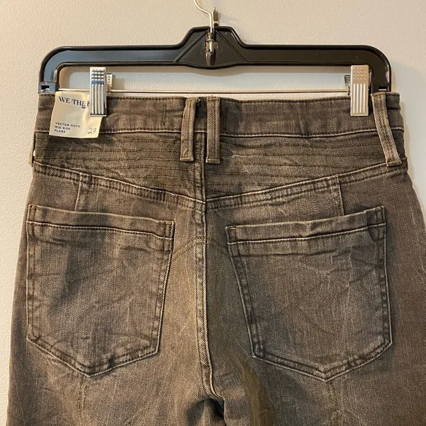 People Vector Moto Mid Rise Flare Jeans SZ 27 Stonewashed Black - Image 3
