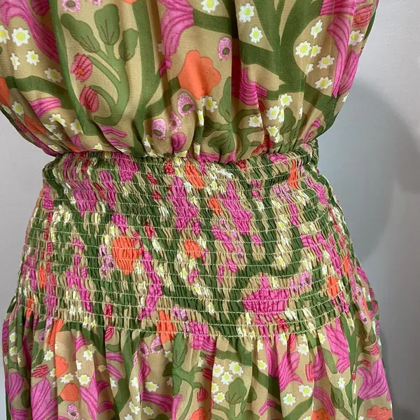 Entro Saturday In The Park Floral Mini Smocked Dress Size Small - Image 8