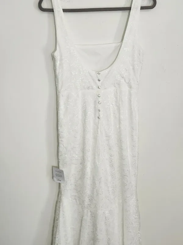 Lulus White Lace Sleeveless Wedding Dress NWT Sz Medium White Lace Wedding Gown - Image 5