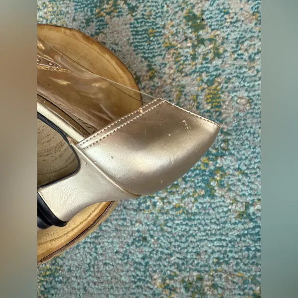 Vintage 90s Amanda clear gold floral formal bridal shoes, size 8 - Image 10