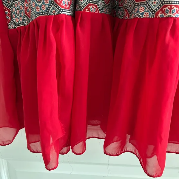 Indian Dress Partywear Red Blue Size XXL - Image 8
