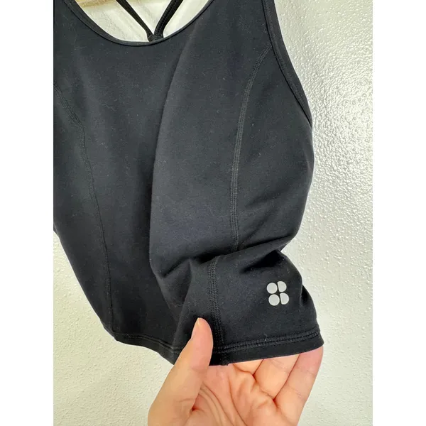 Sweaty Betty Stamina Workout Tank Top Black Built In Bra Crop SB5461 Size M - Image 3