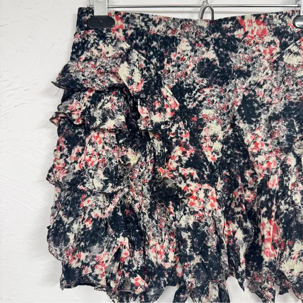 Isabel Marant Etoile Blue Pink Floral Silk Mini Skirt Womens 4 Coquette Romantic - Image 7