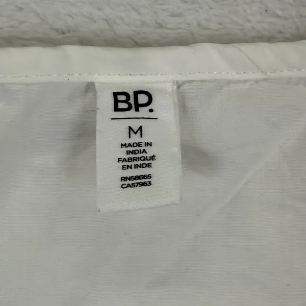 BP Womens White Cotton Tie Front Puff Sleeve‎ Peplum Top Size M BP507032MI - Image 4