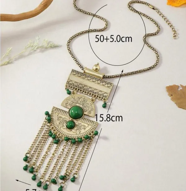 Like NEW Boho Oriental inspired jewelry piece faux jade festive necklace - Image 2