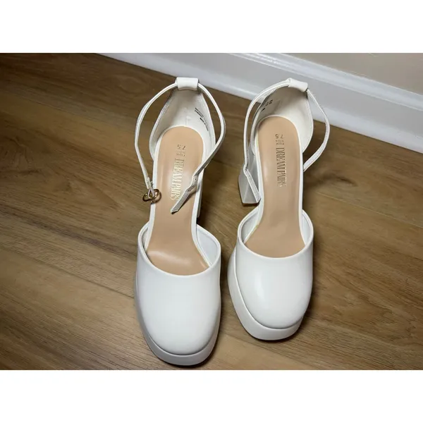 Dream Paris Bridal White Platform Heels Size 7.5 Engagement Wedding Photos - Image 6