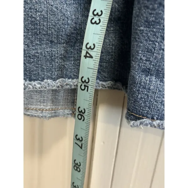 Hydraulic Denim Skirt Button Fly Pockets‎ Back Slit Logo Size 13/14 - Image 2