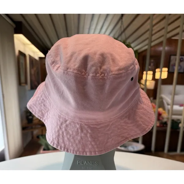 Pink Bucket Hat S/M‎ DG Letter Patch Silver Grommet Style by Ethos Y2K Aesthetic - Image 3