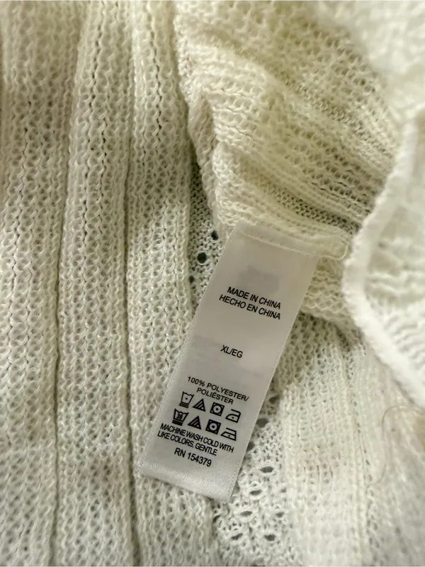 NWT Aeropostale Size XL Ivory Pointelle Knit Cropped Stretch Lace Cardigan Y2K - Image 7