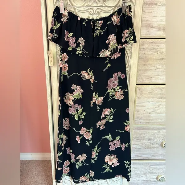 Flynn Skye Anthropologie romantic strapless midi dress garden party botanical NWT XS - Image 3