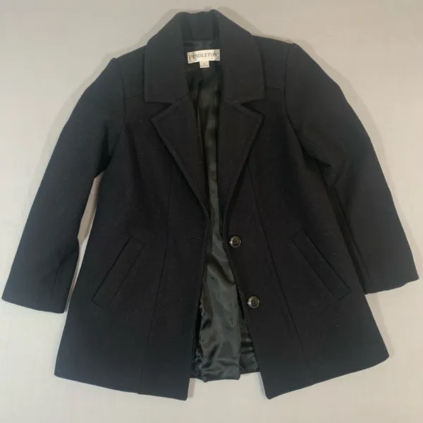 Pendleton Wool Coat Size Small Classic Black Merino Wool - Image 4