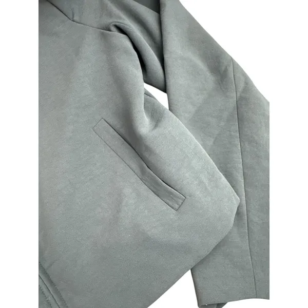 Rachel Zoe‎ Gray Full Zip Lightweight Jacket Cropped Utility Bomber Coat Sz 8 - Image 3