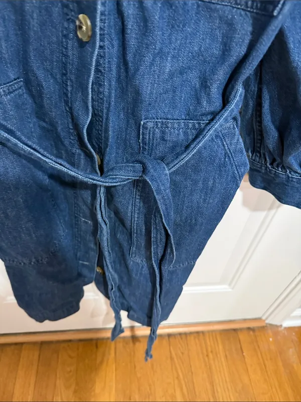 Women's Dark Blue Denim Belted Jacket Size XL - Image 6