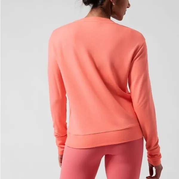 Athleta Sunrise V Neck Sweatshirt‎ Orange V Neck Pullover - Image 2