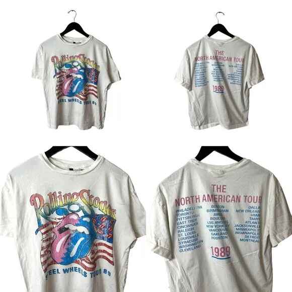 The Rolling Stone Steel Wheels Tour T Shirt Medium M Womens White Single Band - Image 2