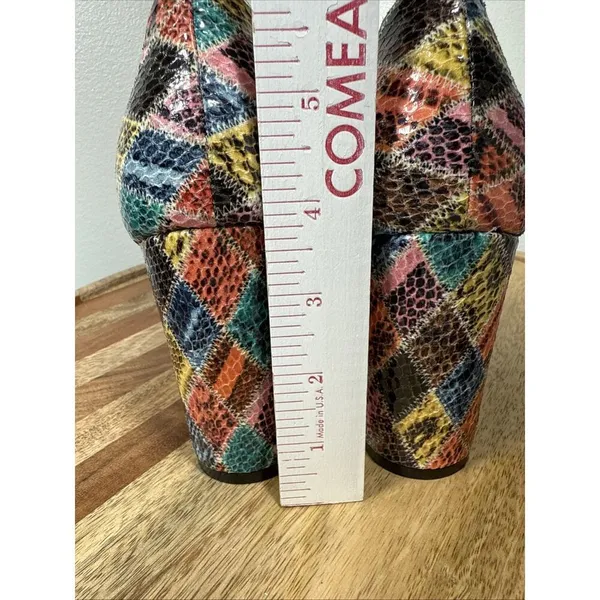 Dee Keller Pumps Multi Color Snake Skin Embossed Pointed Toe Italy Sz.40 Leather - Image 4