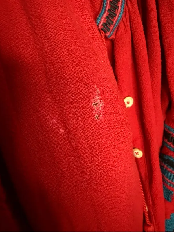 🌵 Free People In The Clear Tunic Dress Embroidered Boho Red Blue‎ Size S ❤️ - Image 5