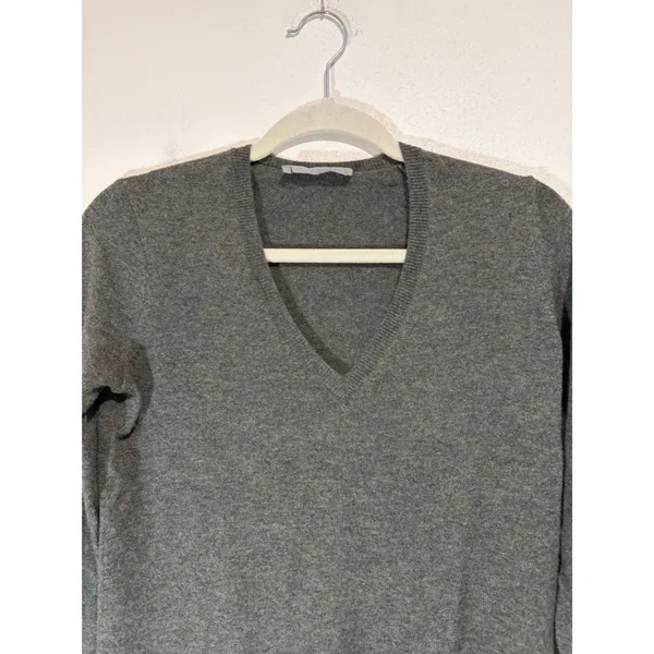 Everlane Size XS Cashmere V-Neck Long Sleeve Pullover Sweater Green - Image 3