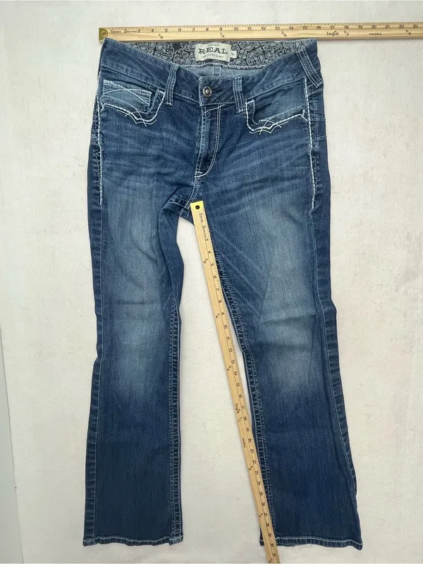 Ariat Real Denim Women’s Marine Blue Entwined Mid Rise Bootcut Jeans Size 32R - Image 12