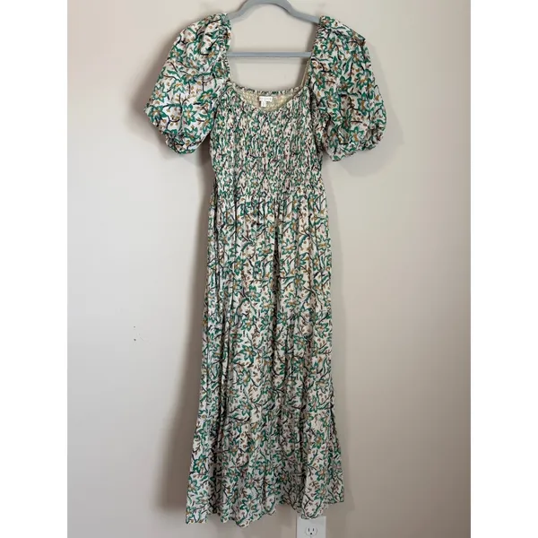 Tuckernuck Anna Cate Floral Smocked Maxi Dress‎ Womens Small Puff Sleeve Cotton - Image 2