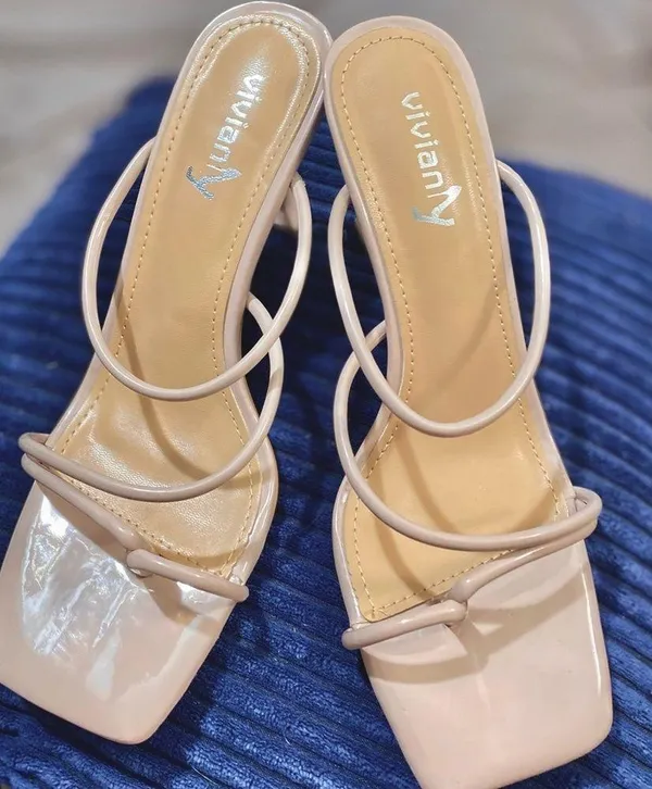 Vivianly NWOT Women's Size:9 Tan Square Toe Strappy Heels - Image 2