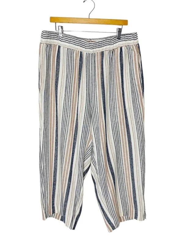 JONES & CO Cropped Linen Pants White Size 1X - Image 2