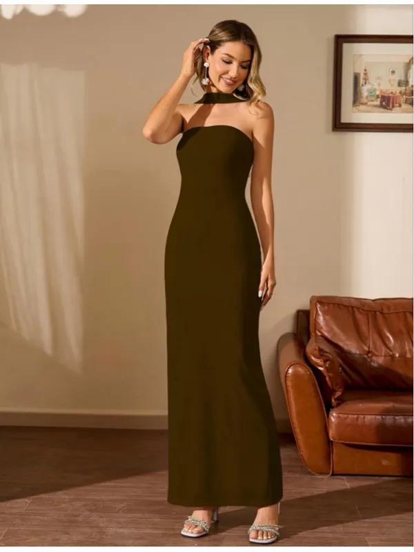 NEW Elegant Formal Bodycon Maxi Dress Halter Neck XS - Image 5