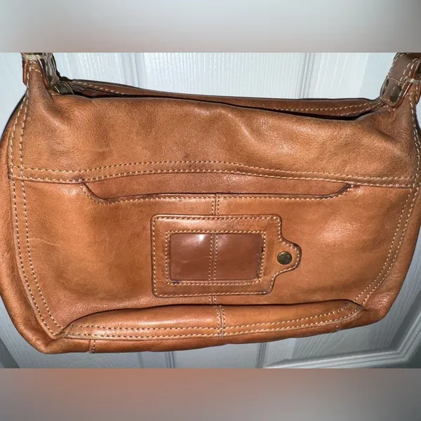 FOSSIL Hobo Cognac Leather Shoulder Hand Bag Retro Y2K Purse Vintage Brown - Image 6