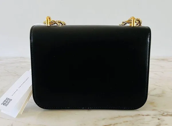 TORY BURCH Eleanor Solid Black Leather Small Convertible Crossbody Shoulder Bag - Image 6