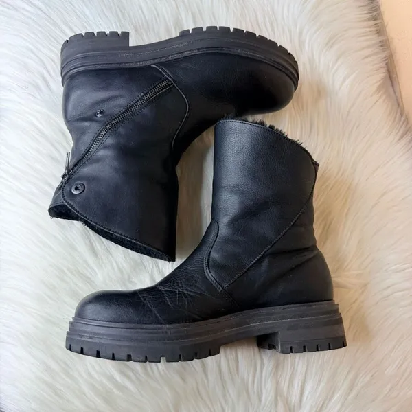 Avellini Leather Faux Fur Convertible Ankle Moto Boots Size 41/US 9.5 - Image 10