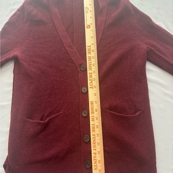 Madewell Women Burgundy Red‎ V-Neck Button Front Cardigan Sweater Size S - Image 6