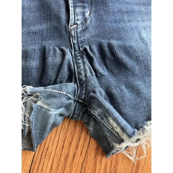 Agolde Women's 28 Shorts Blue‎ Denim Stretch Cutoff Distressed 2" Inseam - Image 5