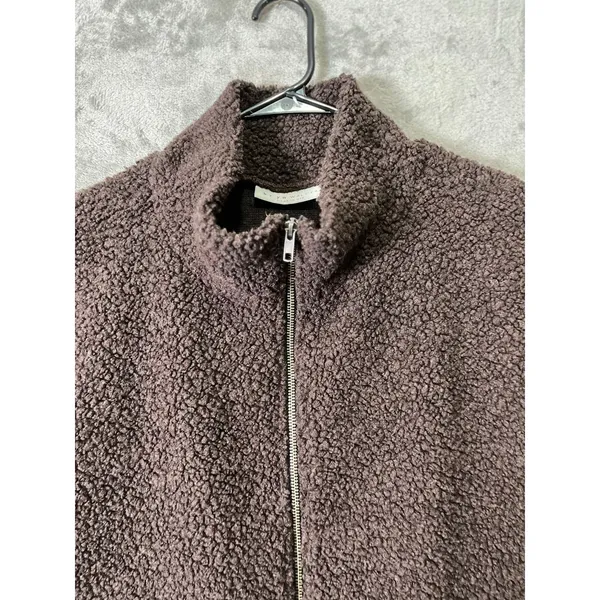 Bryn Walker Wool Sleeveless Pip Poncho‎ Brown Textured Zip Up Cozy Oversized XXS - Image 3
